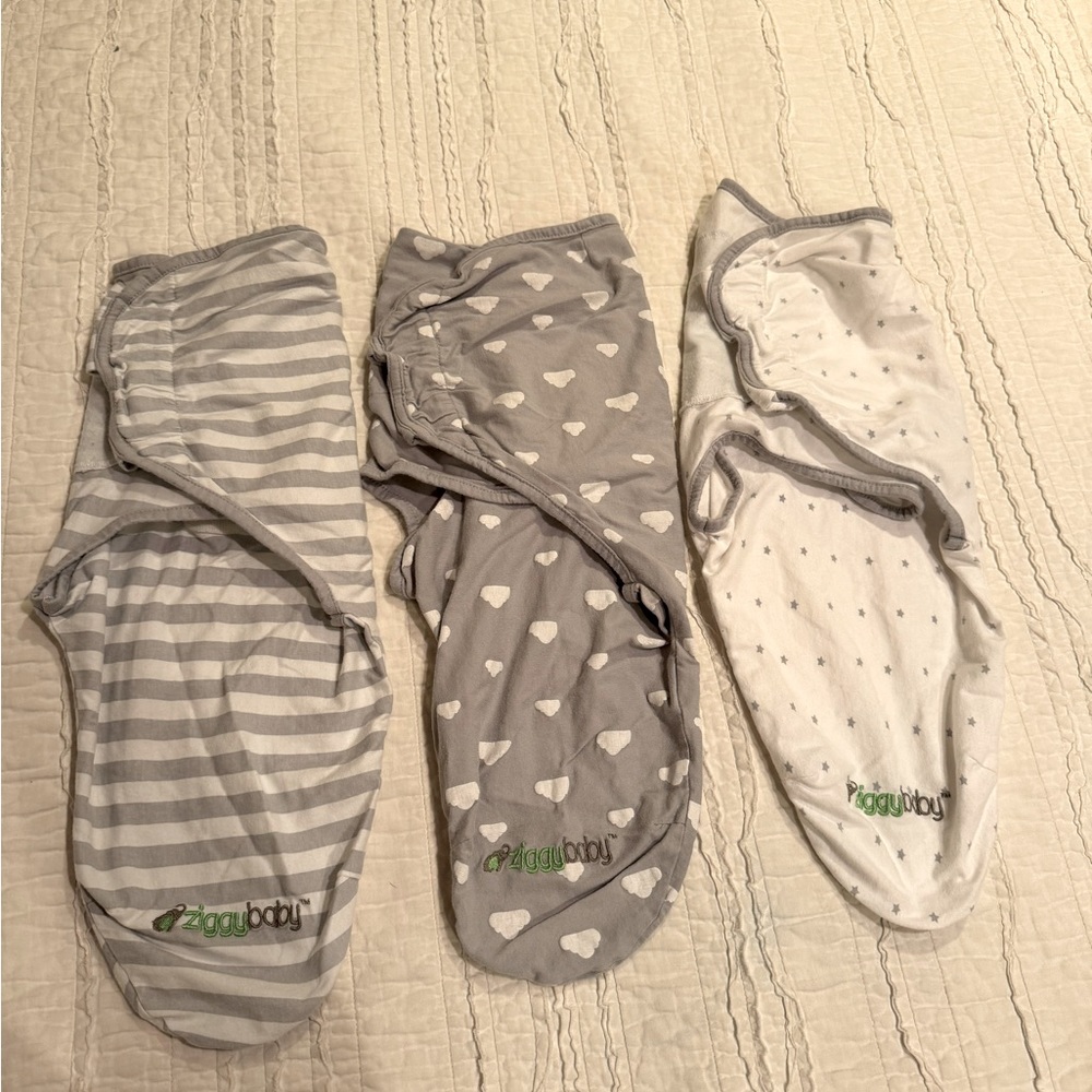 Three Ziggy Baby swaddles